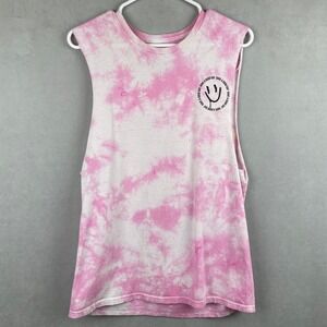 Chemistry Pink Tie Dye Muscle Tank Top Choose Happy Smiley Face Graphic Mens M